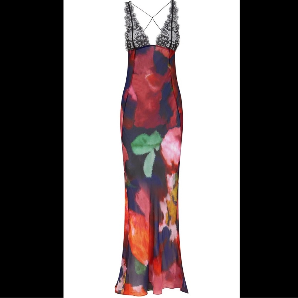 Backless floral dress with completely laced top.